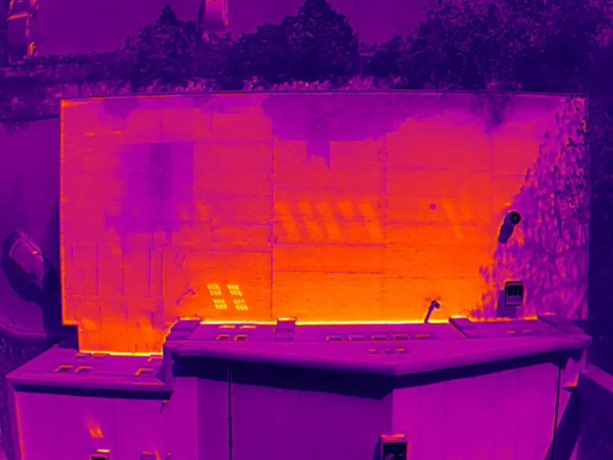 Thermal drone scan showing heat loss anomaly along attic roofline near Minneapolis MN by Chris Blaeser of UAV Vision Media